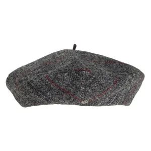 Héritage par Laulhère Hats Gwen HARRIS TWEED Herringbone Beret - Grey