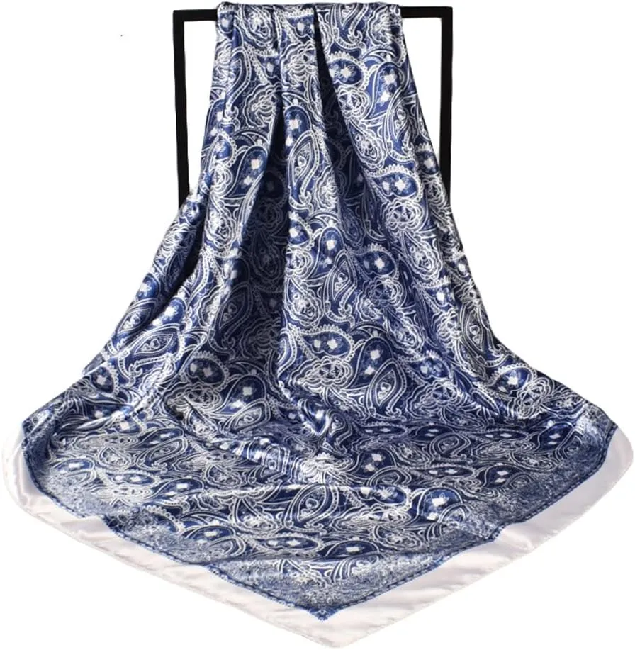 K-Elewon 35" Large Women's Satin Square Silk Feeling Hair Scarf Wrap Headscarf