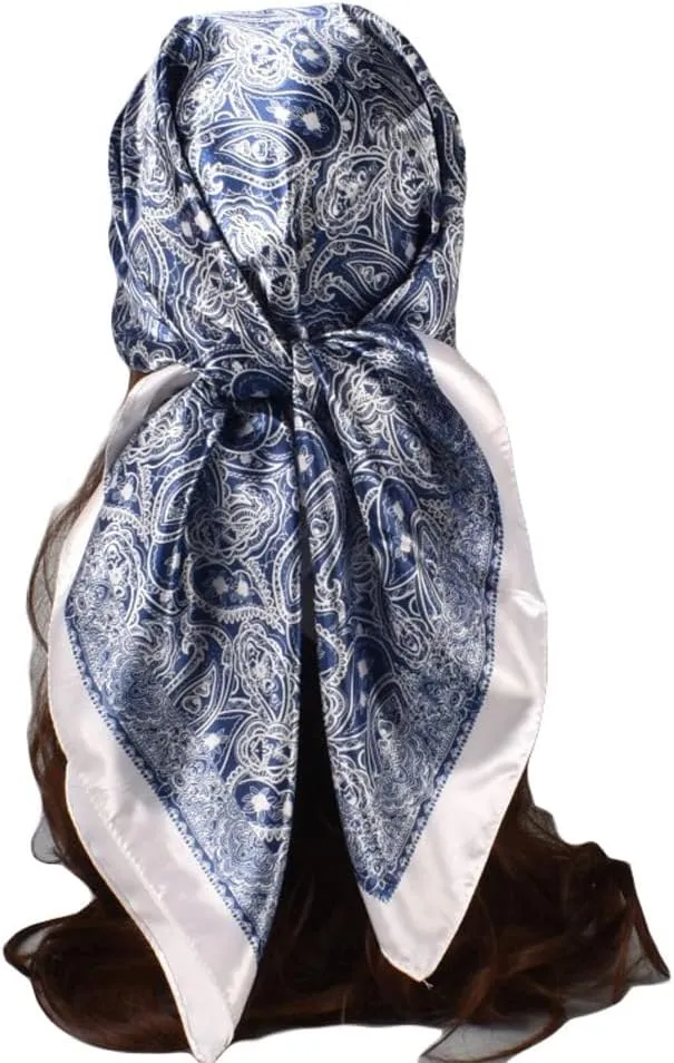 K-Elewon 35" Large Women's Satin Square Silk Feeling Hair Scarf Wrap Headscarf