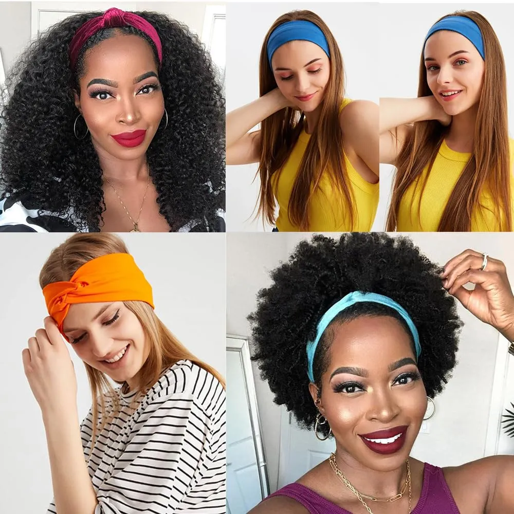 Kachanaa 6 Pack Elastic Fashion Non-slip Workout Headbands for Women Knot Floral Printed Hair Band Scarf Turban for Yoga Outdoor Sport Sweat Wicking Accessories