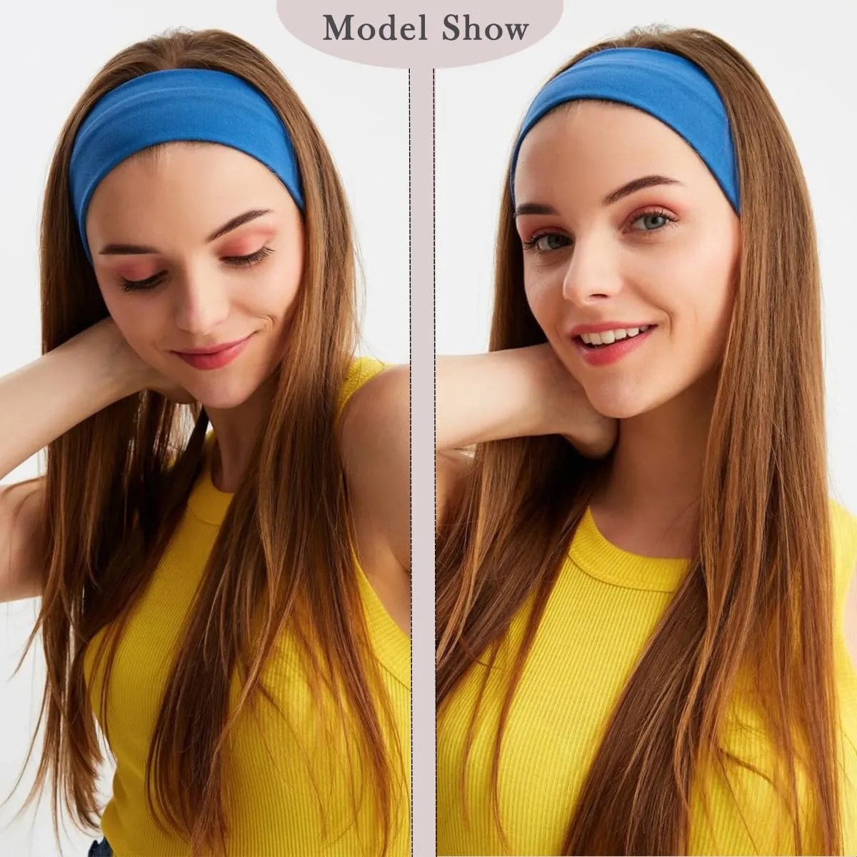 Kachanaa 6 Pack Elastic Fashion Non-slip Workout Headbands for Women Knot Floral Printed Hair Band Scarf Turban for Yoga Outdoor Sport Sweat Wicking Accessories