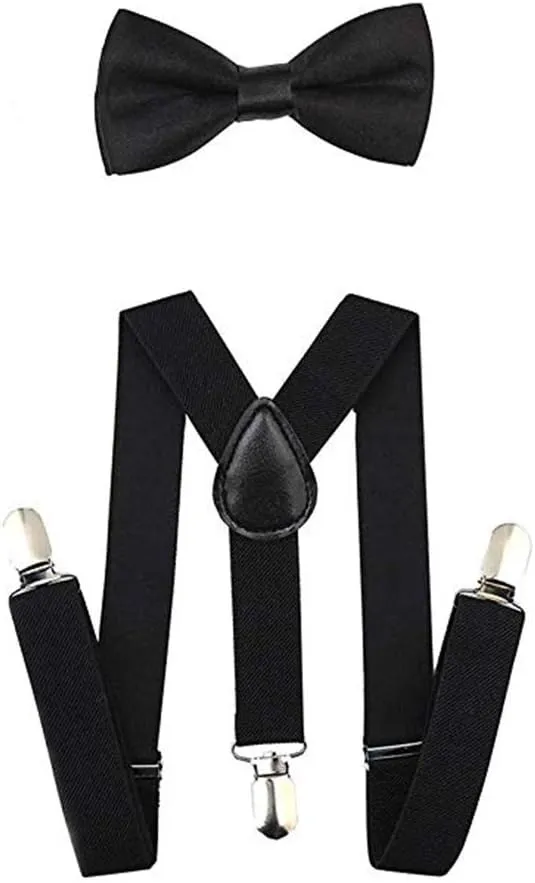 Kids Boys Suspenders and Bow Tie Set 1920s Great Gatsby Gangster Newsboy Hat Cap Costume Accessories