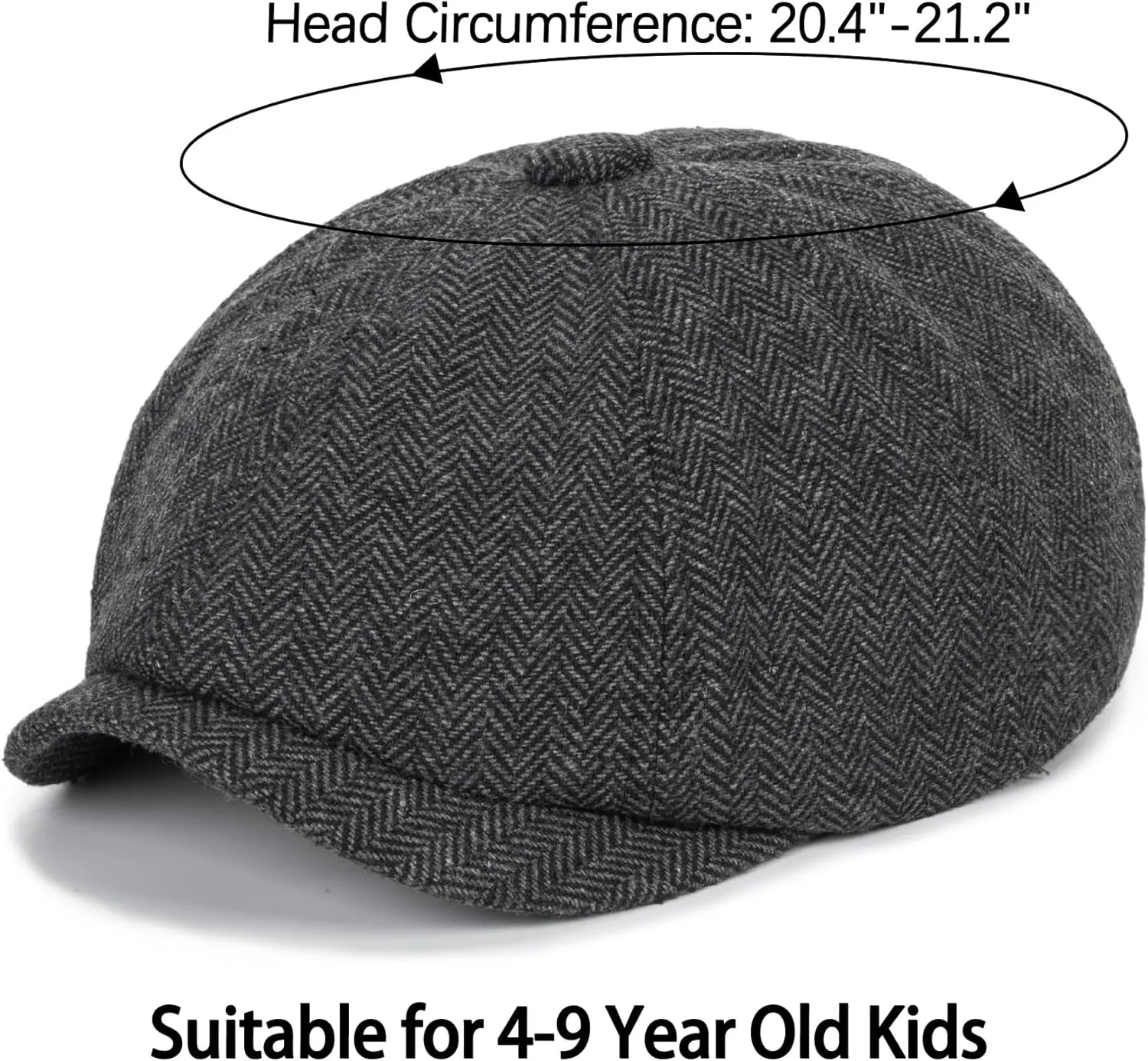 Kids Vintage Newsboy Cap Beret-Cabbie-Hat-Pageboy-Caps Tweed Flat Driver Hat for Boys Girls 4-9 Years