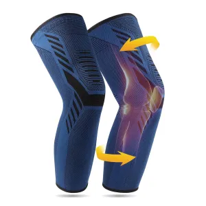 Leg Compression Sleeve 1 Pair Long Knee Braces for Women and Men Knee Support with Non Slip Silicone for Sports Running