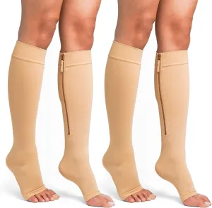 Lemon Hero Zipper Compression Socks 15-20 mmHg Open Toe, Medical Zip Up Compression Stockings for Women and Men - Improves Blood Circulation, Relieves Pain & Swelling