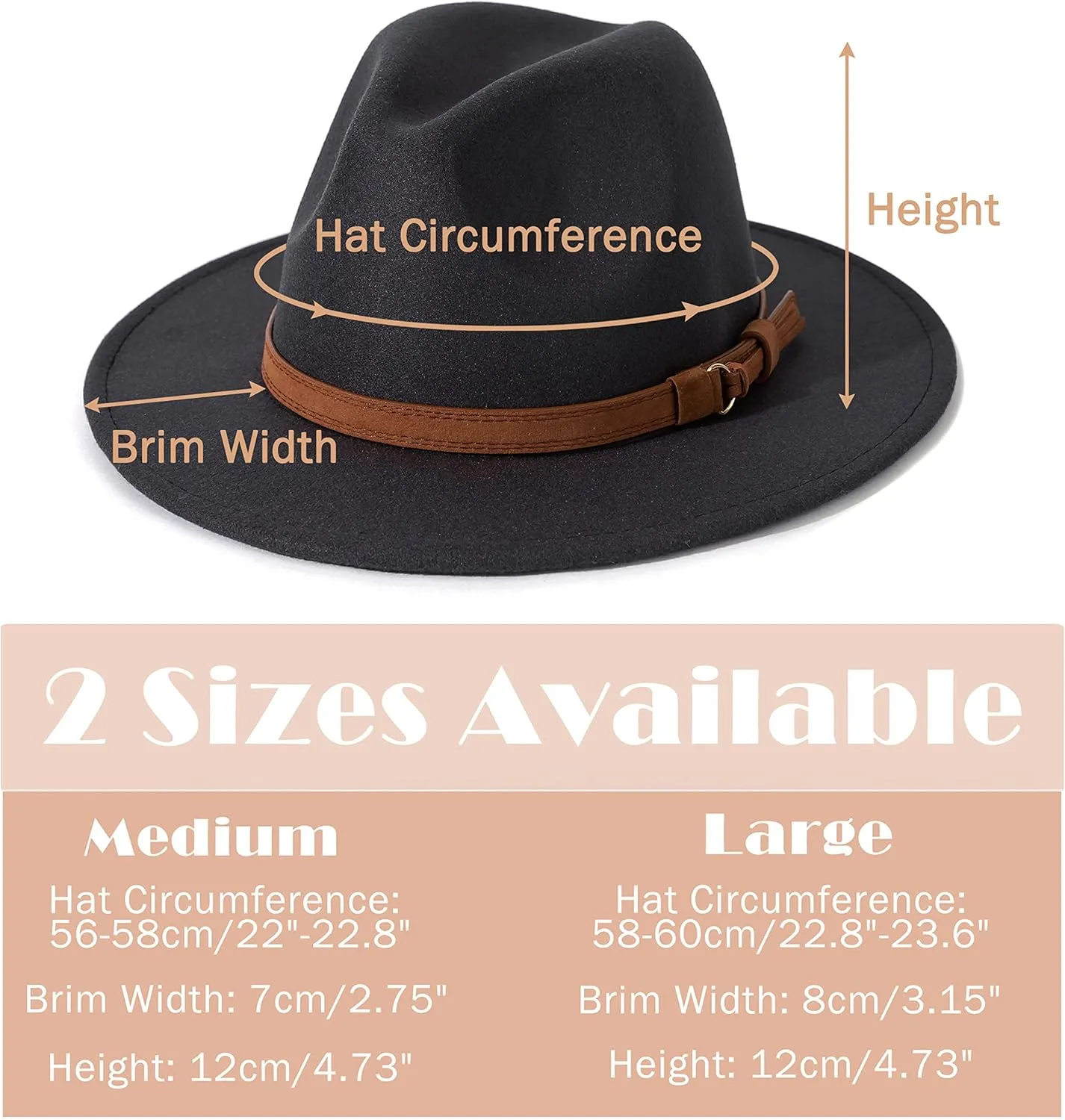 Lisianthus Men & Women Vintage Wide Brim Fedora Hat with Belt Buckle