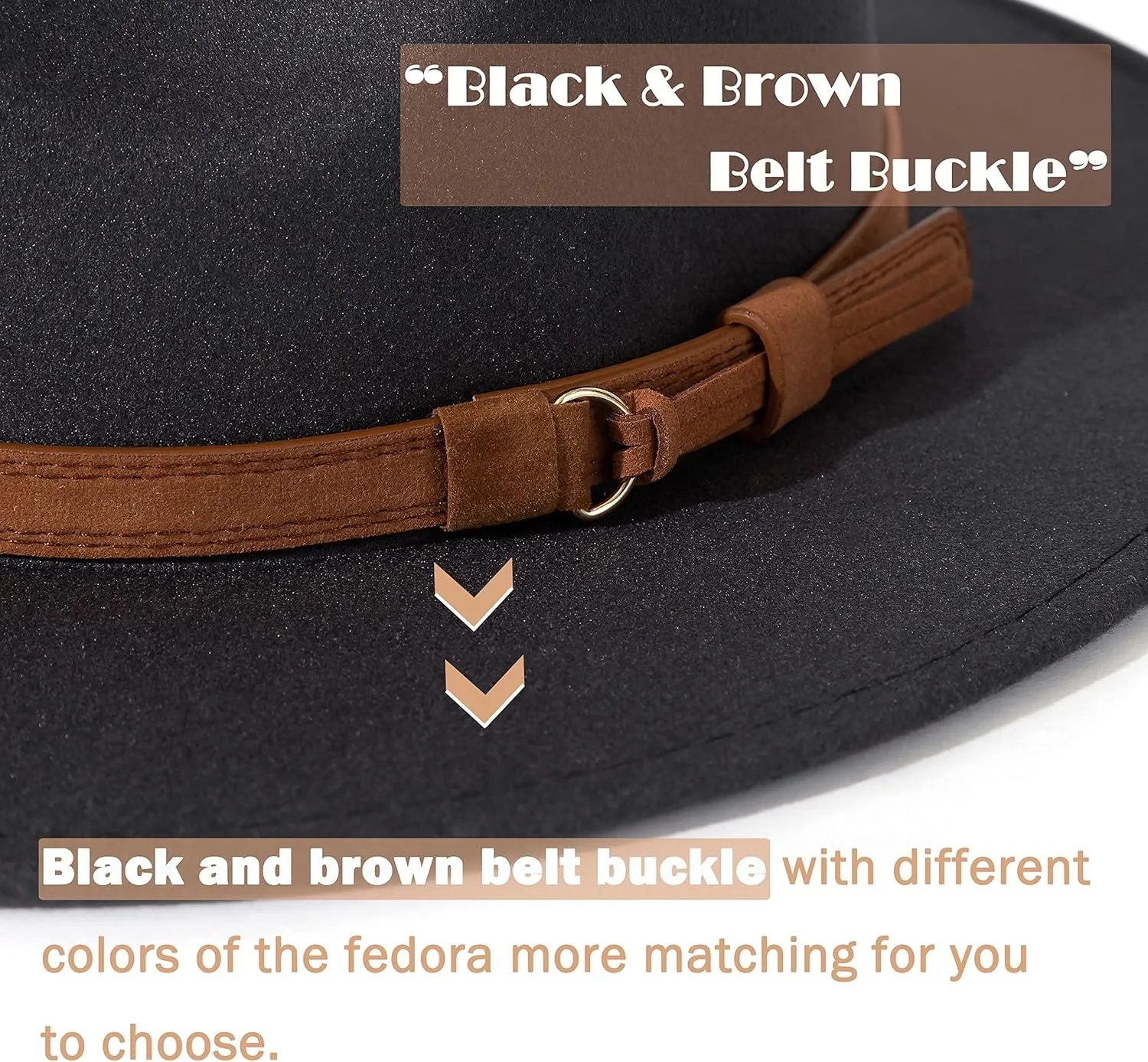 Lisianthus Men & Women Vintage Wide Brim Fedora Hat with Belt Buckle