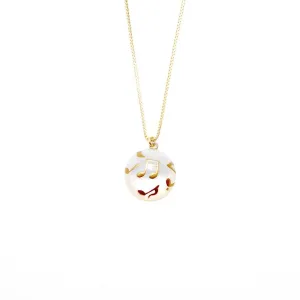 Maki-e Urushi Lacquer Pendant Necklace - White South Sea Pearl Shell / Musical Note -, Traditional Japanese Urushi Lacquer Jewelry