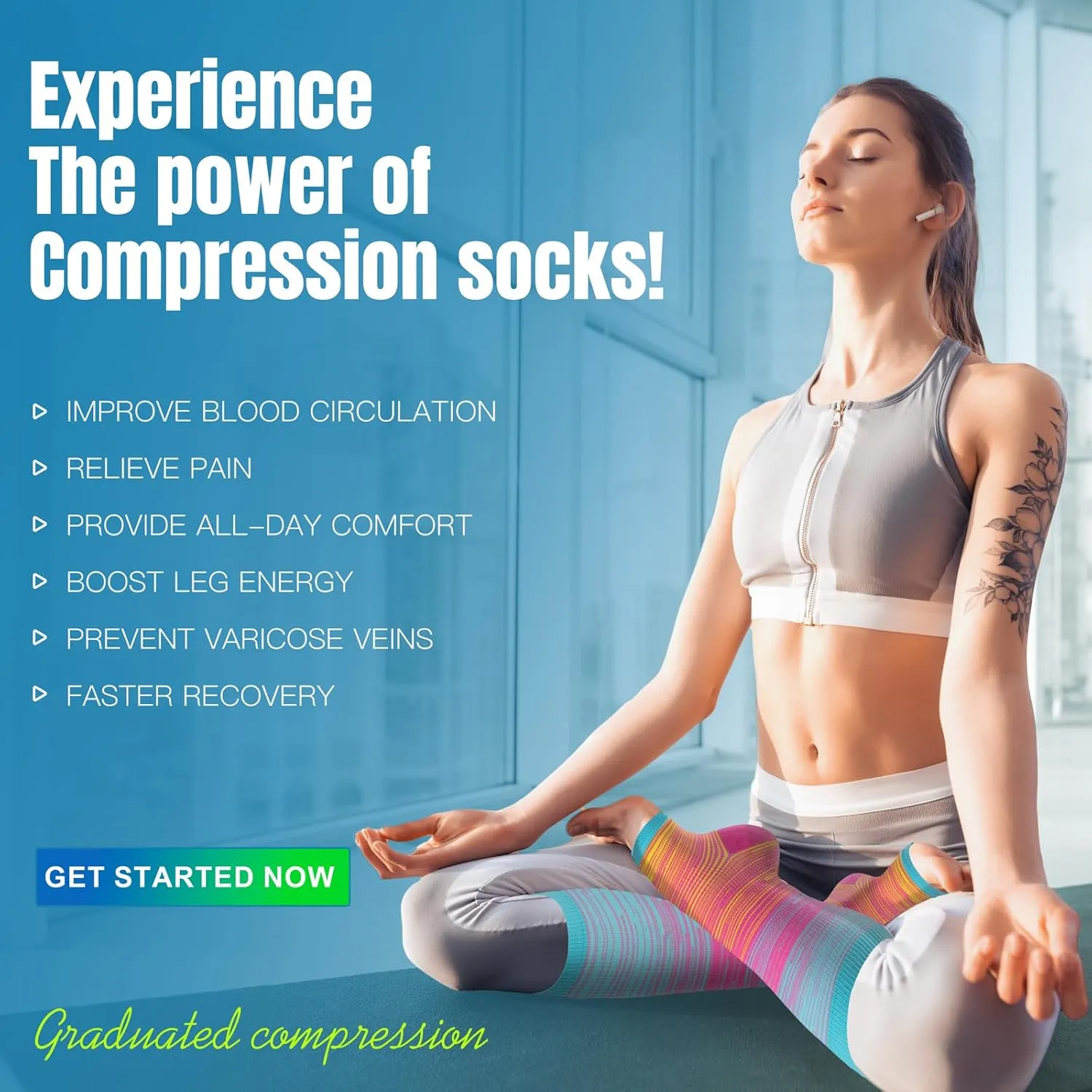 Open Toe Compression Socks Women & Men-3 Pairs 20-30 mmHg Knee High Stockings for Circulation Support
