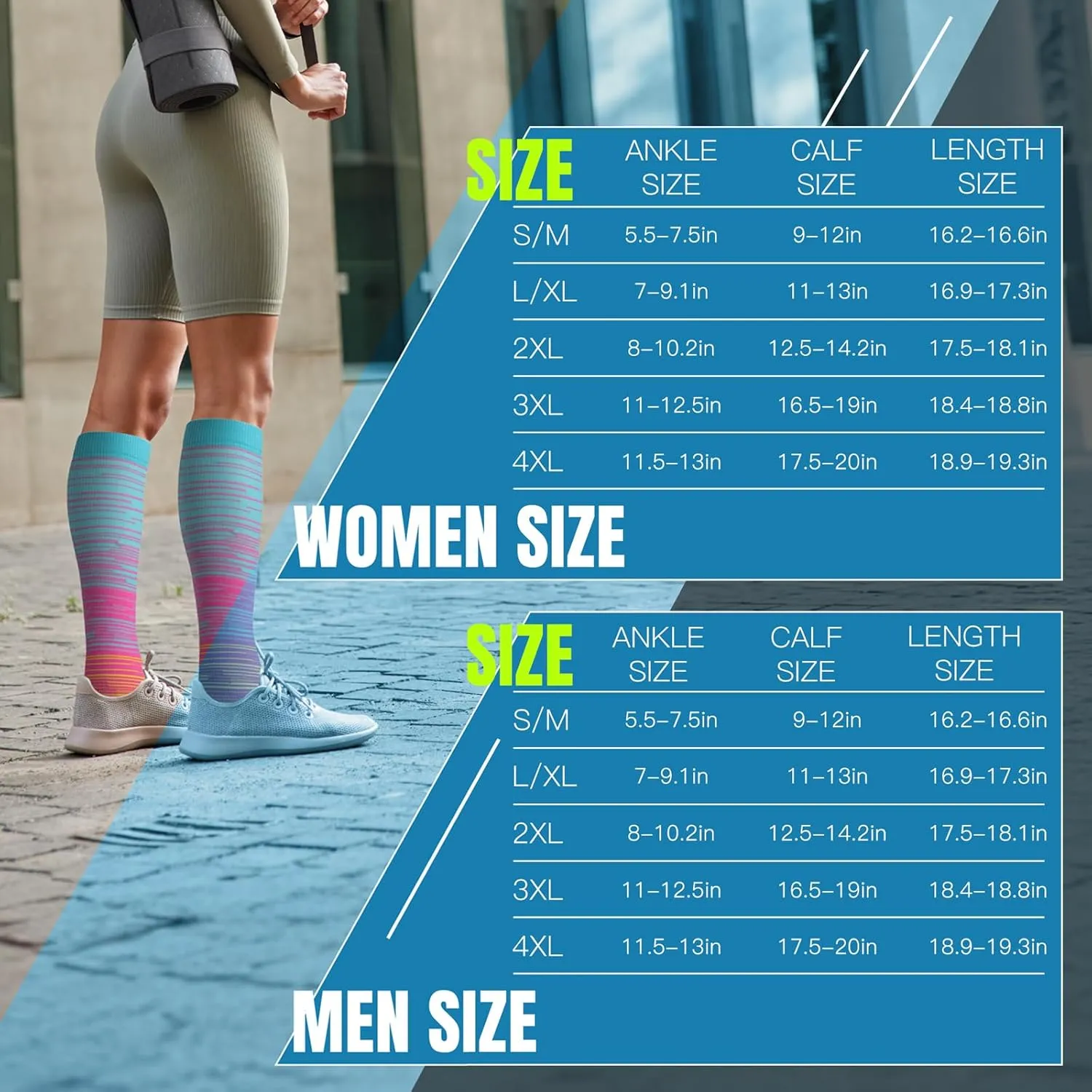 Open Toe Compression Socks Women & Men-3 Pairs 20-30 mmHg Knee High Stockings for Circulation Support