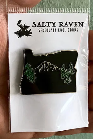 Oregon Map Mt Hood Lapel Pin