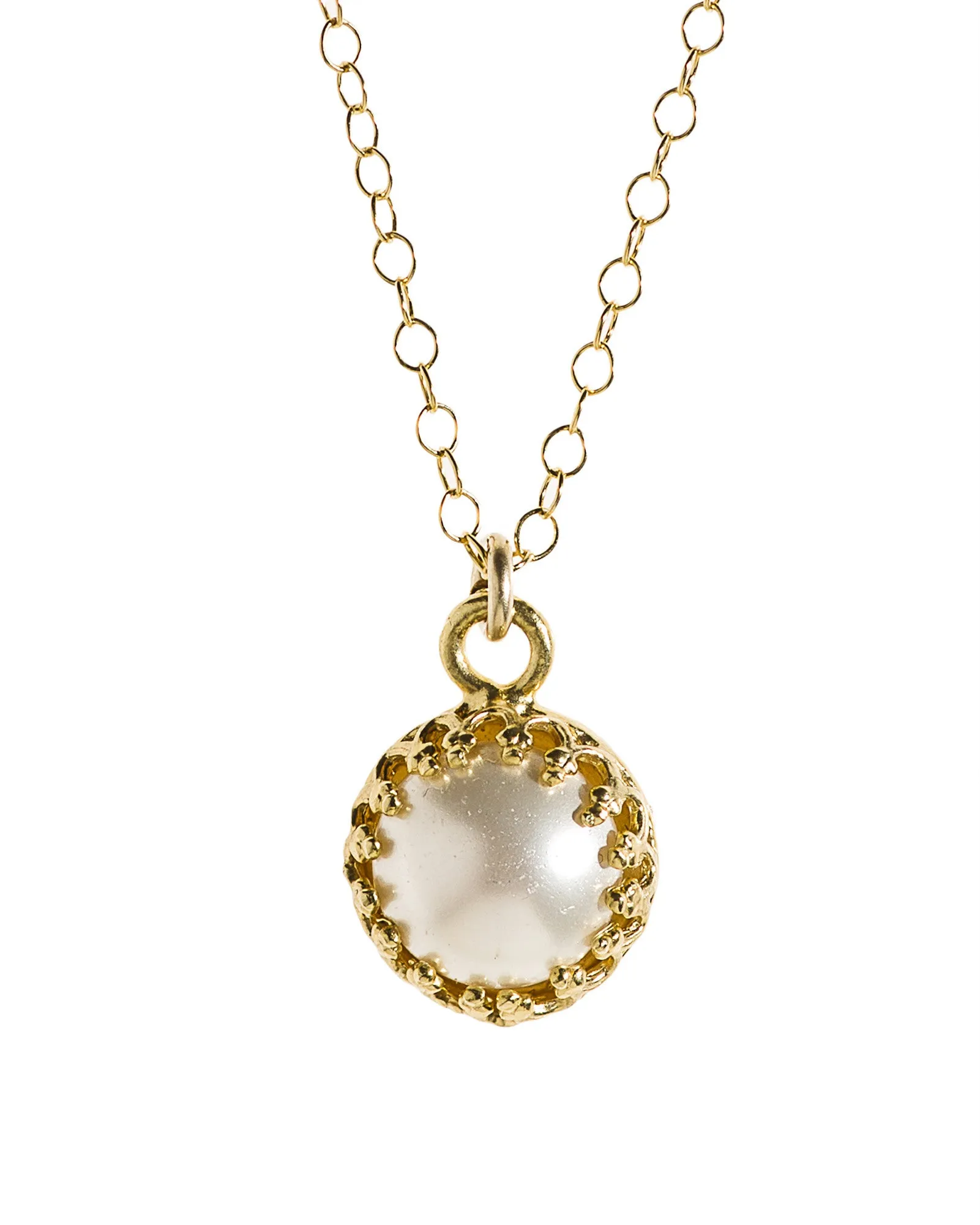 Pearl necklace white pearl pendant gold necklace