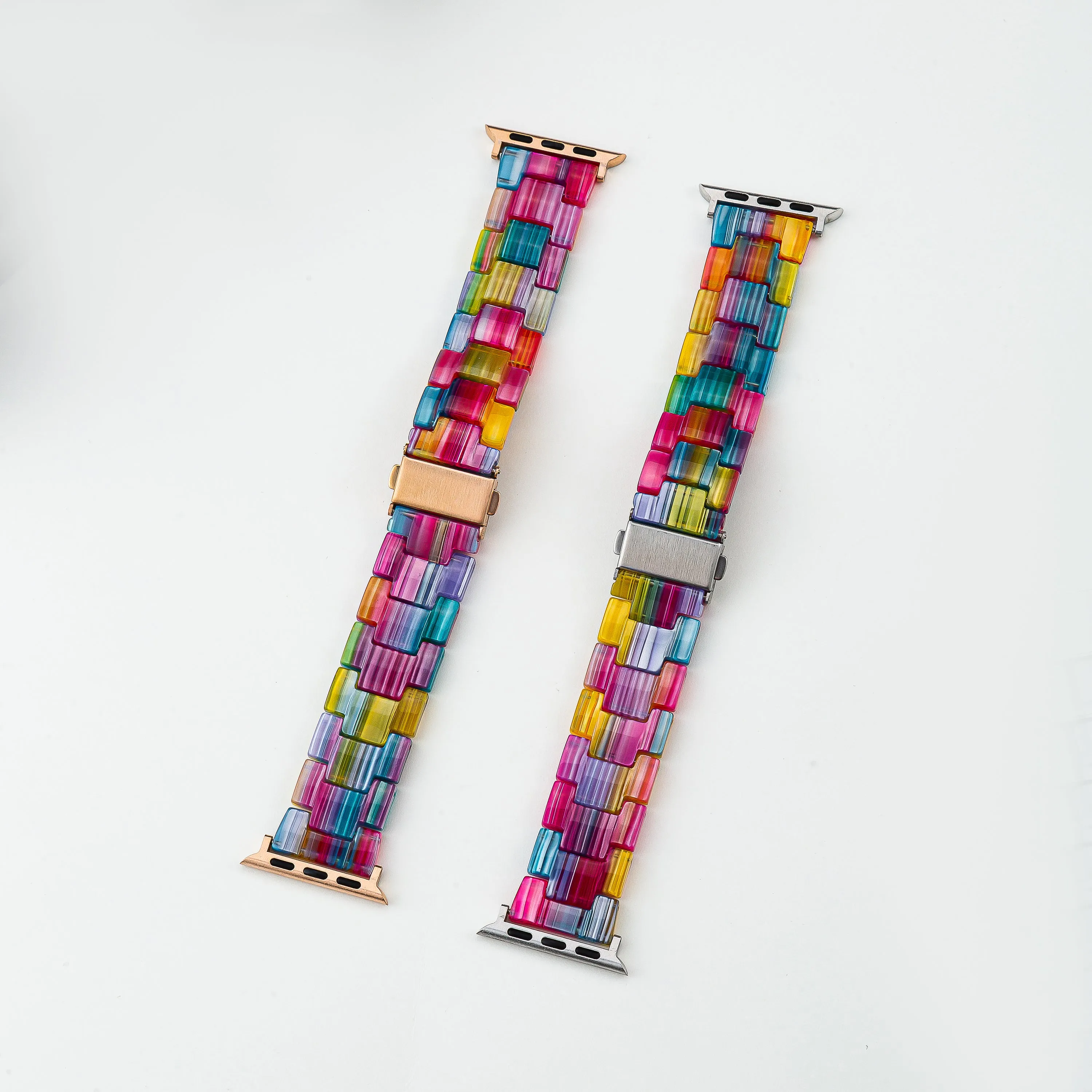 Resin Rainbow Strap / Rose Gold Buckle - 38mm, 40mm, 41mm