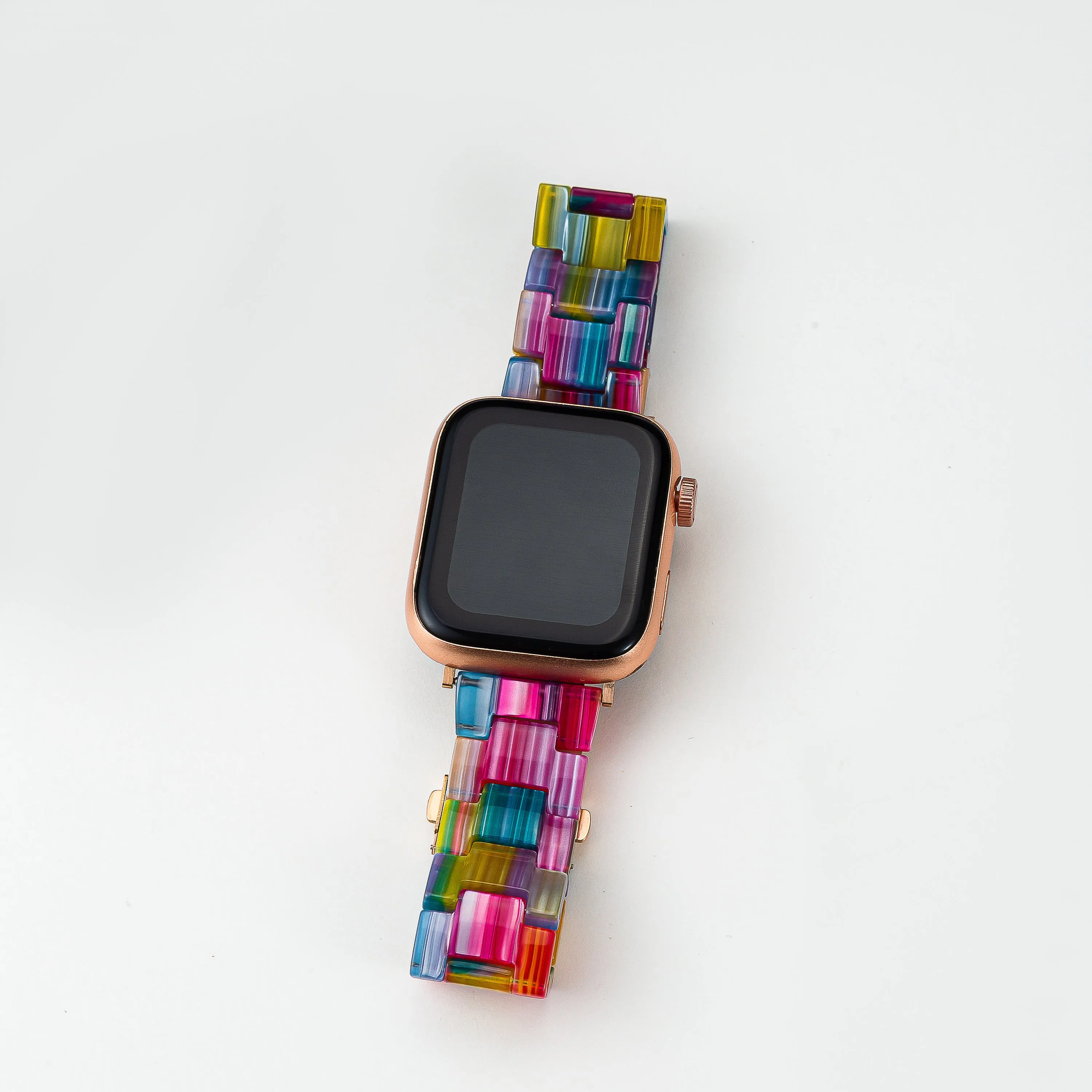 Resin Rainbow Strap / Rose Gold Buckle - 38mm, 40mm, 41mm