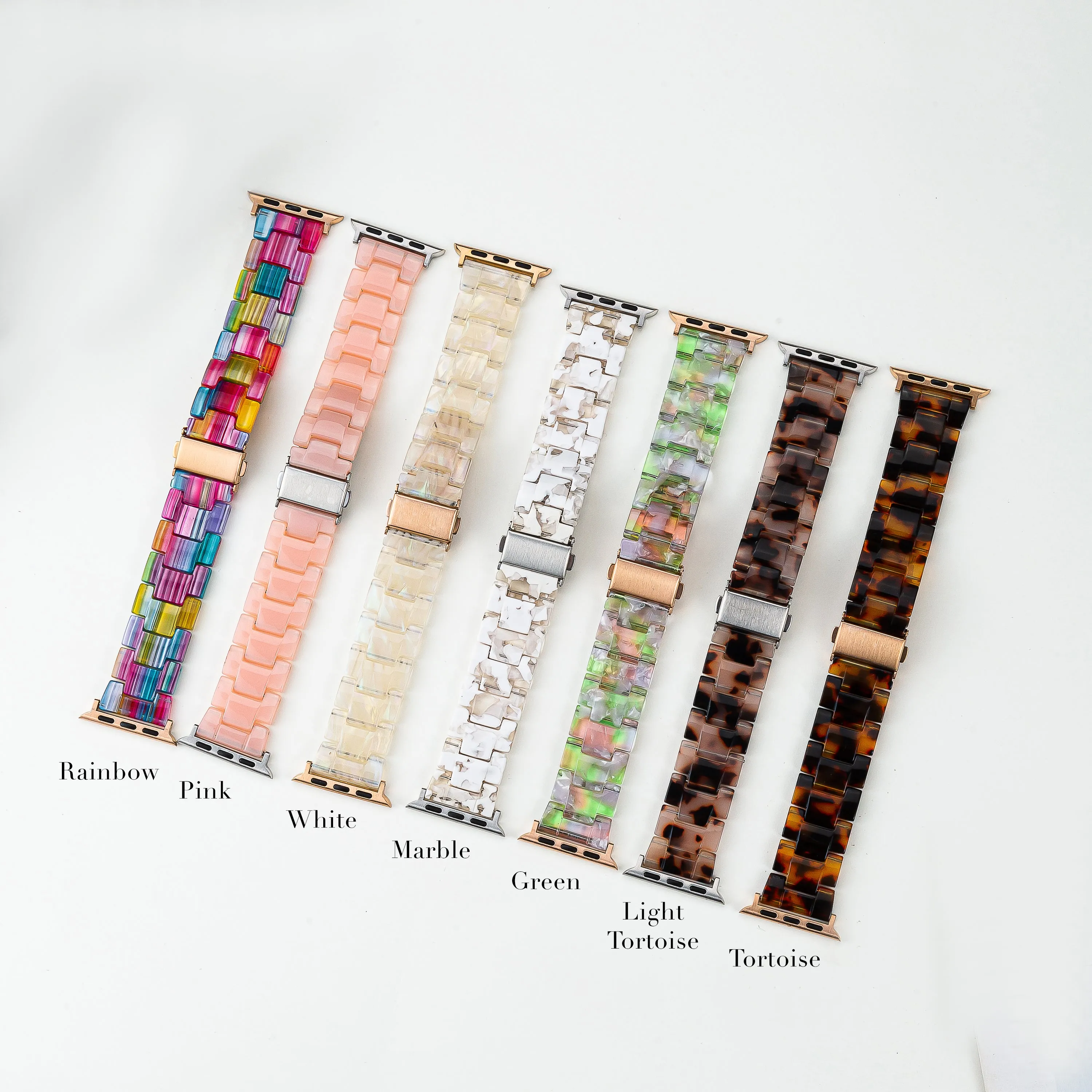 Resin Rainbow Strap / Rose Gold Buckle - 38mm, 40mm, 41mm