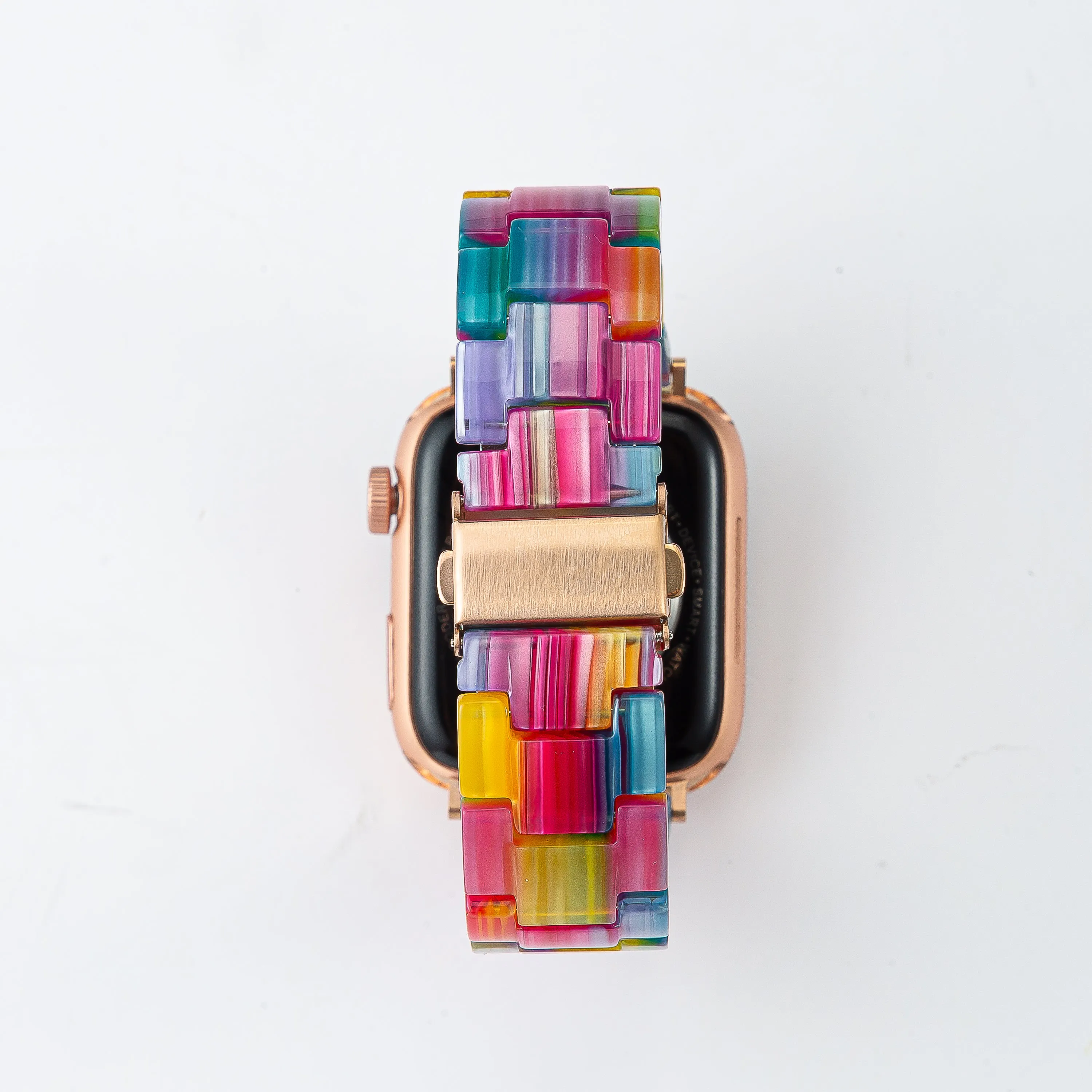 Resin Rainbow Strap / Rose Gold Buckle - 38mm, 40mm, 41mm