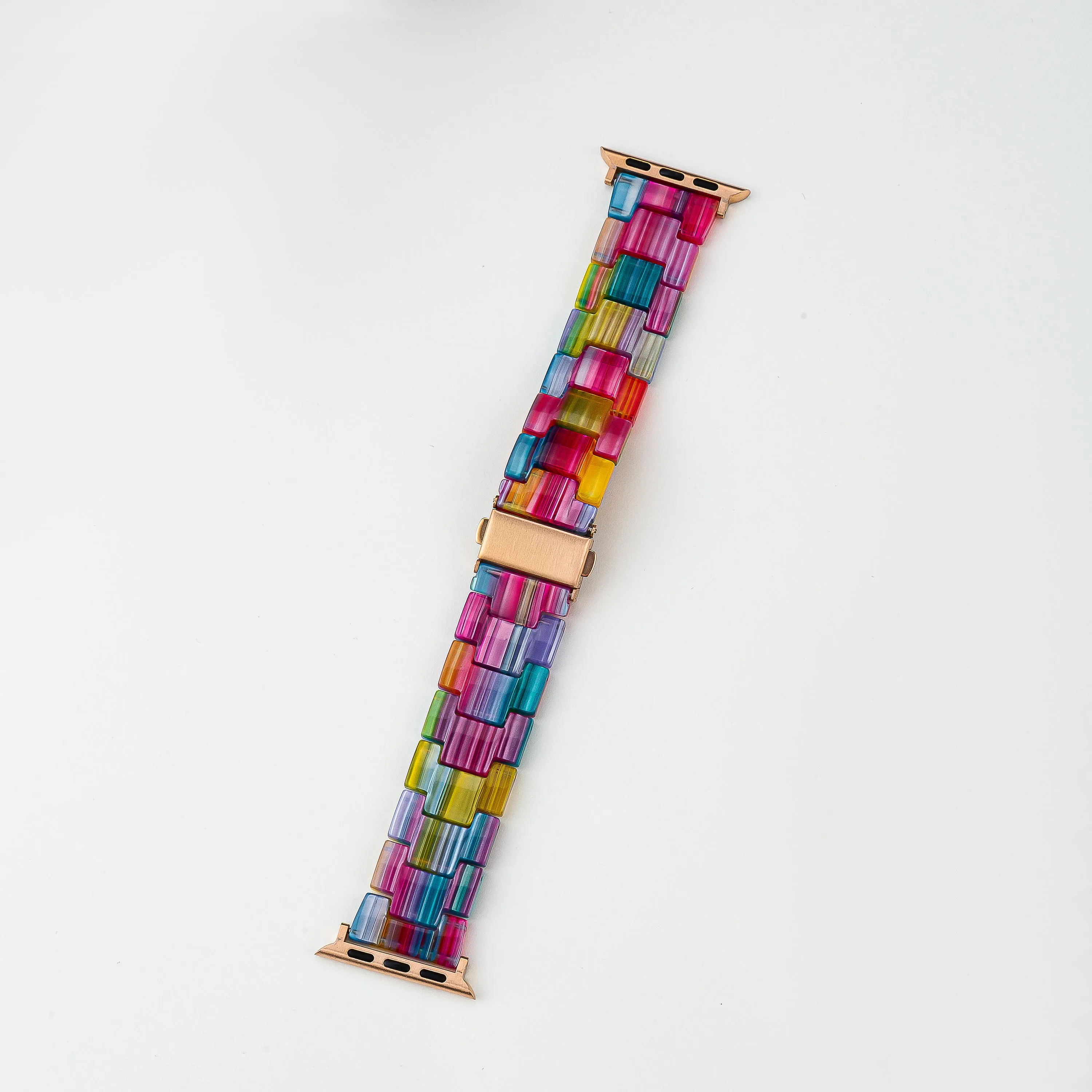 Resin Rainbow Strap / Rose Gold Buckle - 38mm, 40mm, 41mm