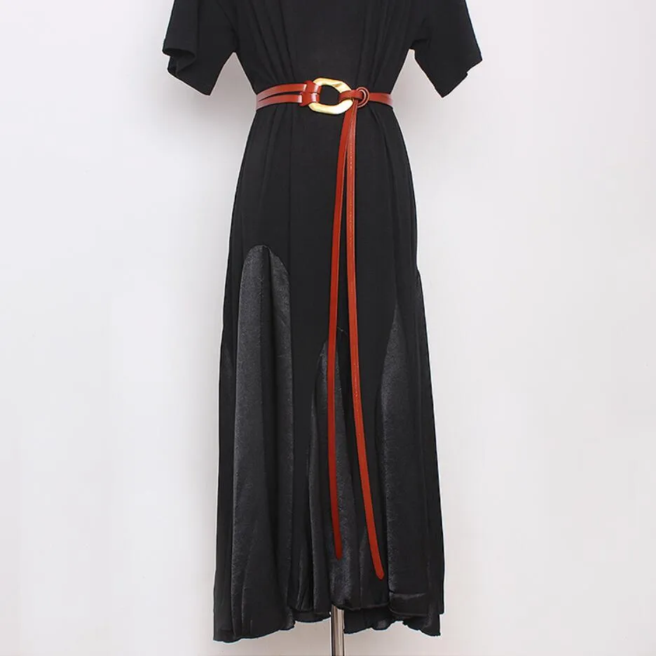 Retro double strip belt metal buckle hundred match jacket suit decorative pants belt skirt belt