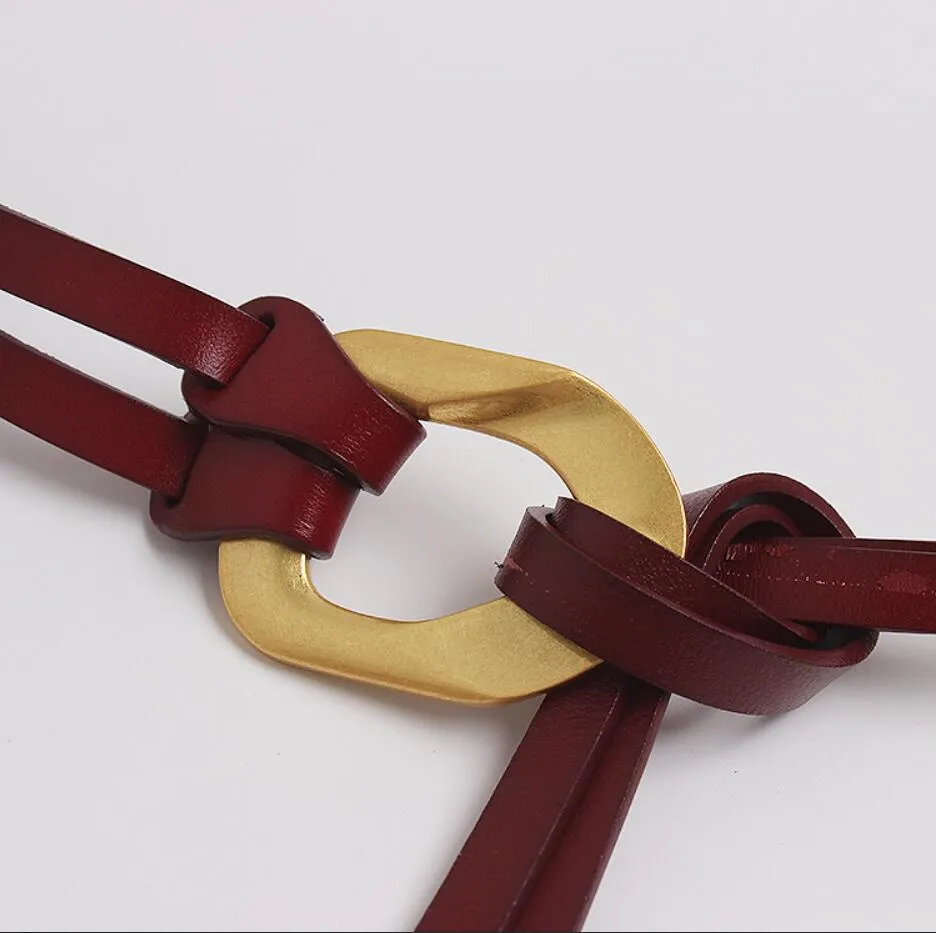 Retro double strip belt metal buckle hundred match jacket suit decorative pants belt skirt belt