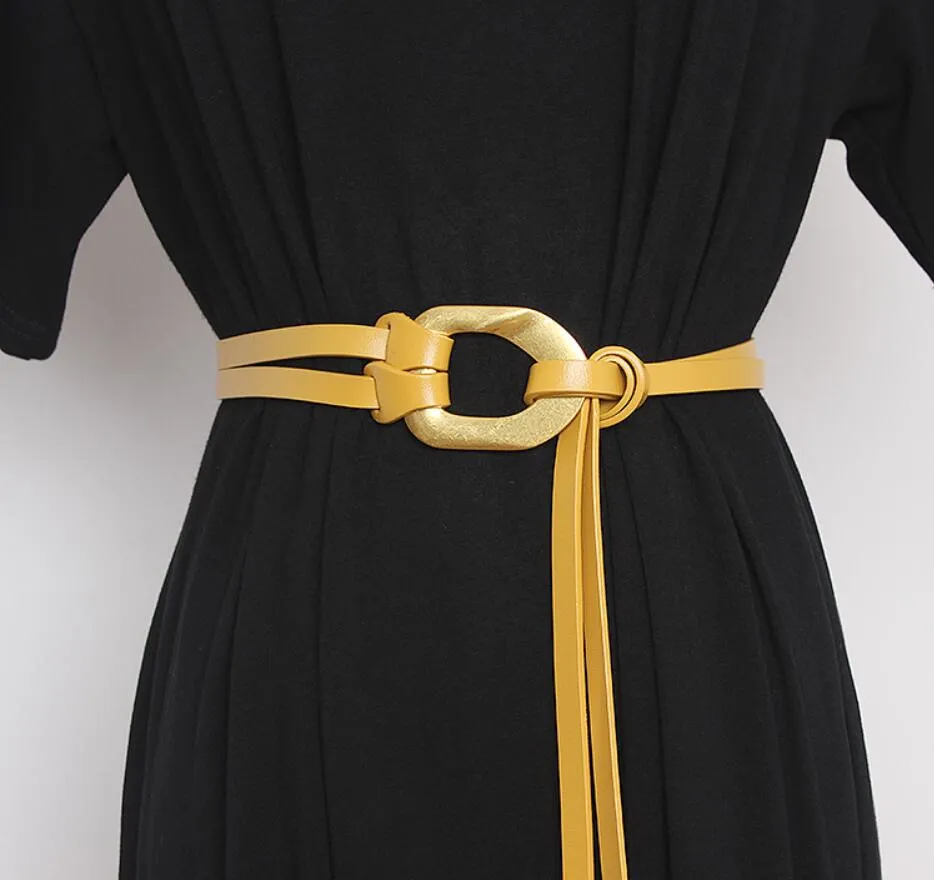 Retro double strip belt metal buckle hundred match jacket suit decorative pants belt skirt belt