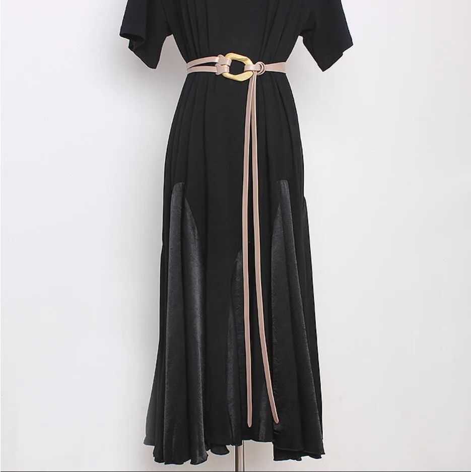 Retro double strip belt metal buckle hundred match jacket suit decorative pants belt skirt belt