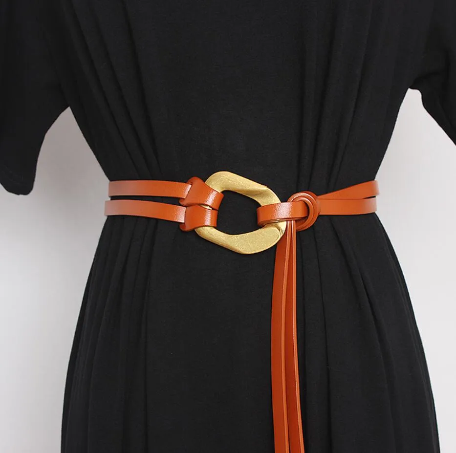 Retro double strip belt metal buckle hundred match jacket suit decorative pants belt skirt belt