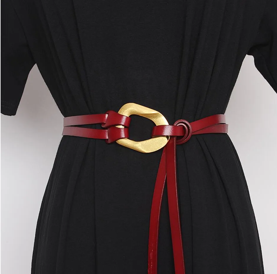 Retro double strip belt metal buckle hundred match jacket suit decorative pants belt skirt belt