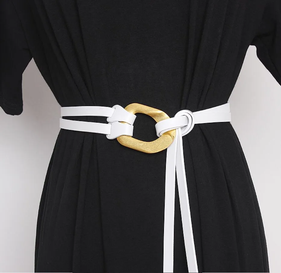 Retro double strip belt metal buckle hundred match jacket suit decorative pants belt skirt belt