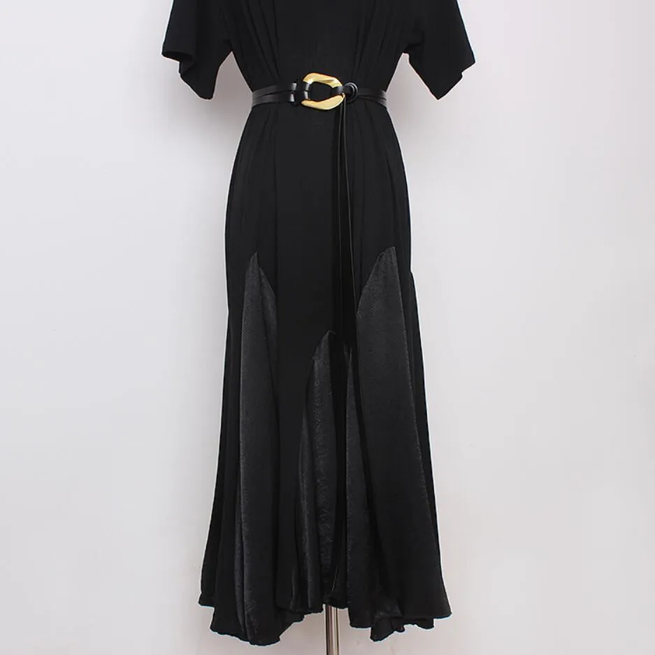 Retro double strip belt metal buckle hundred match jacket suit decorative pants belt skirt belt