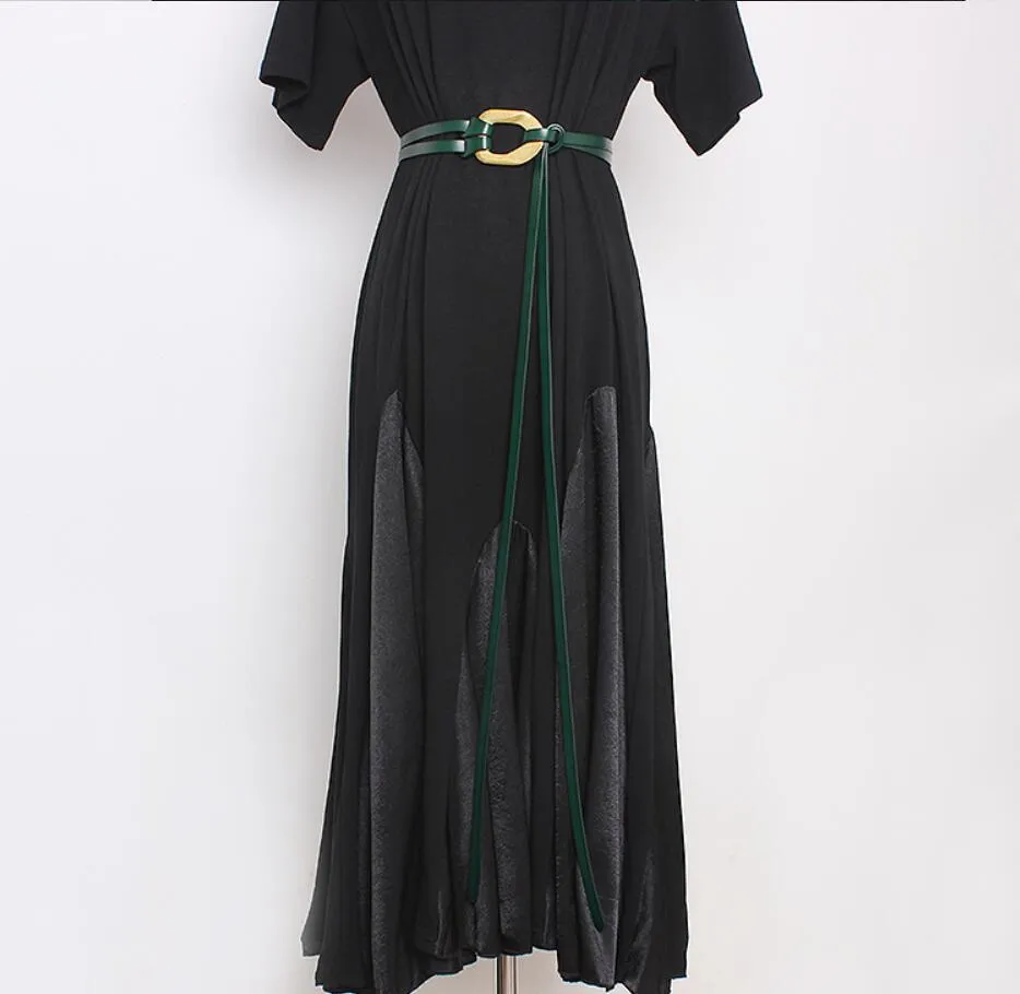 Retro double strip belt metal buckle hundred match jacket suit decorative pants belt skirt belt