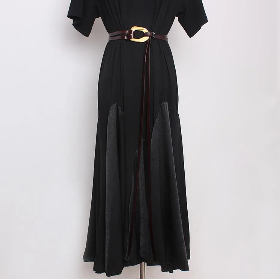 Retro double strip belt metal buckle hundred match jacket suit decorative pants belt skirt belt