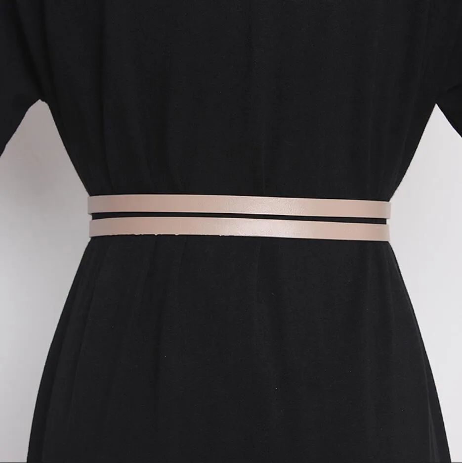 Retro double strip belt metal buckle hundred match jacket suit decorative pants belt skirt belt