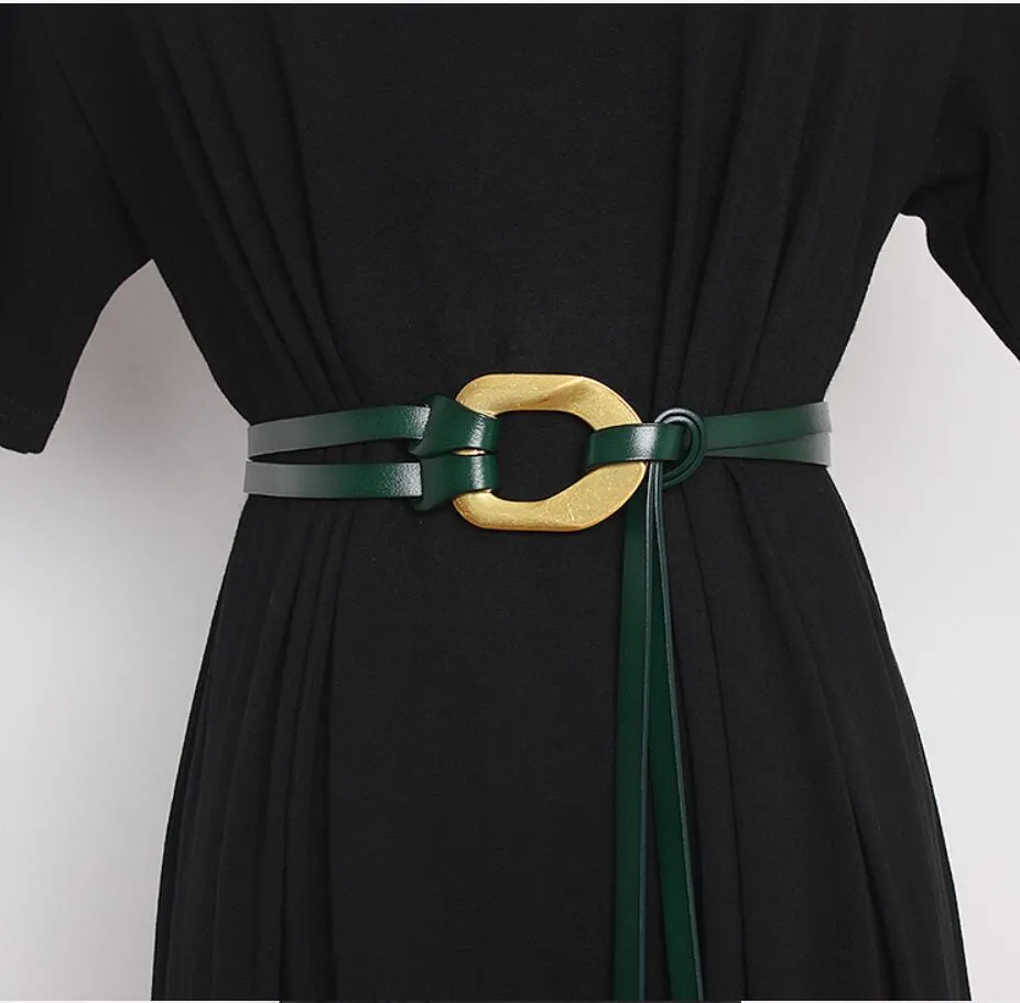 Retro double strip belt metal buckle hundred match jacket suit decorative pants belt skirt belt