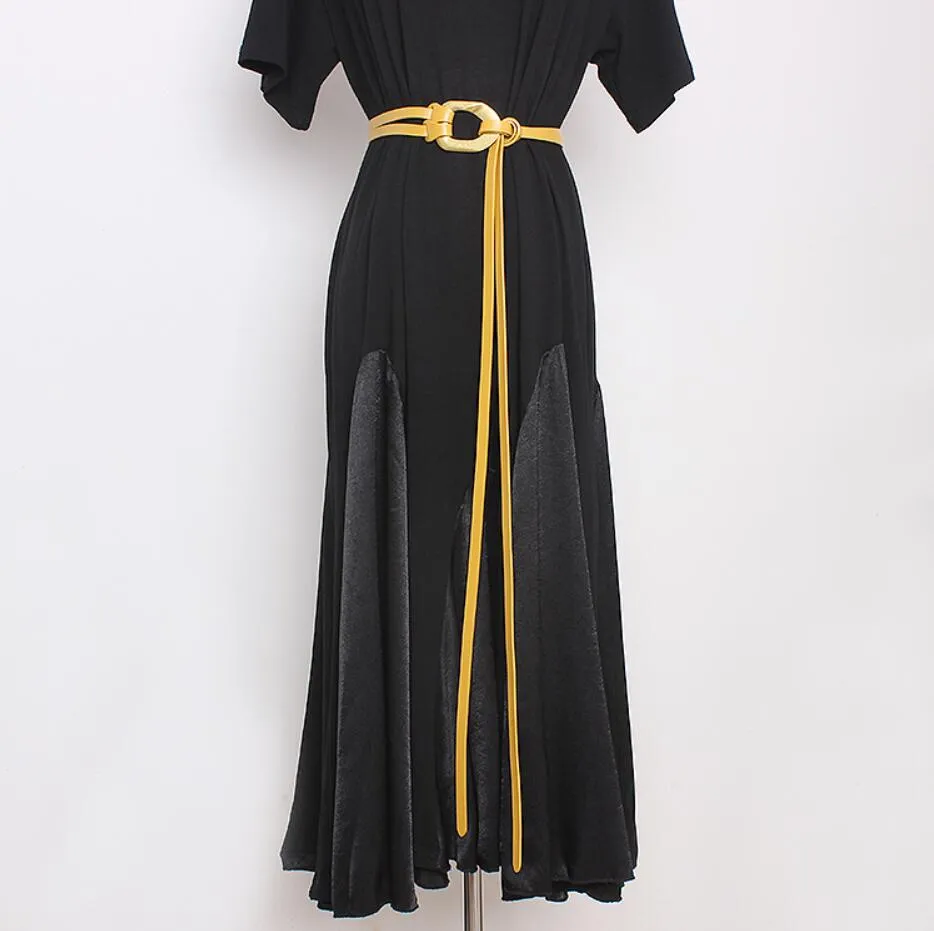 Retro double strip belt metal buckle hundred match jacket suit decorative pants belt skirt belt
