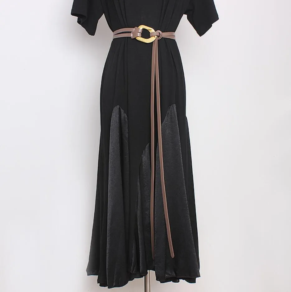 Retro double strip belt metal buckle hundred match jacket suit decorative pants belt skirt belt