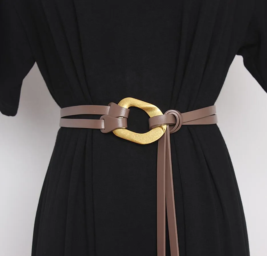 Retro double strip belt metal buckle hundred match jacket suit decorative pants belt skirt belt