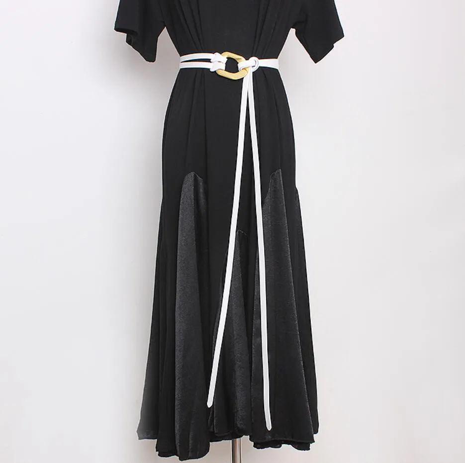 Retro double strip belt metal buckle hundred match jacket suit decorative pants belt skirt belt