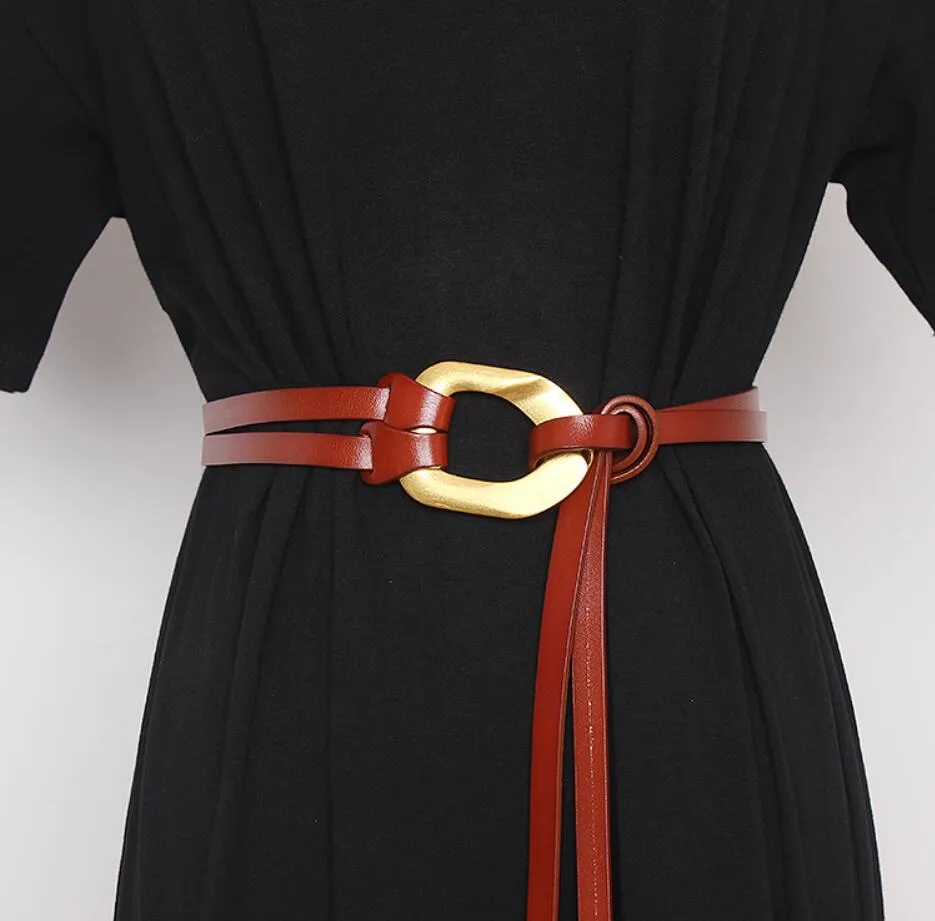 Retro double strip belt metal buckle hundred match jacket suit decorative pants belt skirt belt
