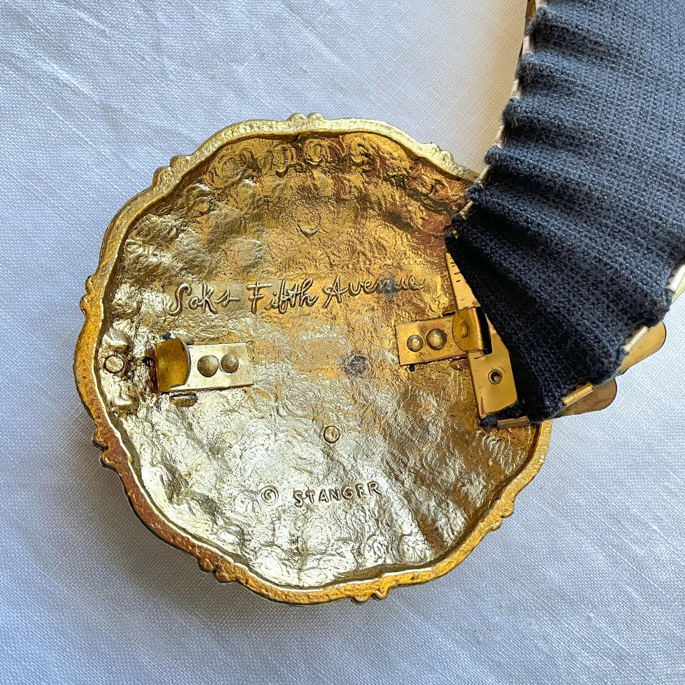 Saks Fifth Ave/Stanger Vintage Fish Scale Expanding Belt, 4" Statement Buckle