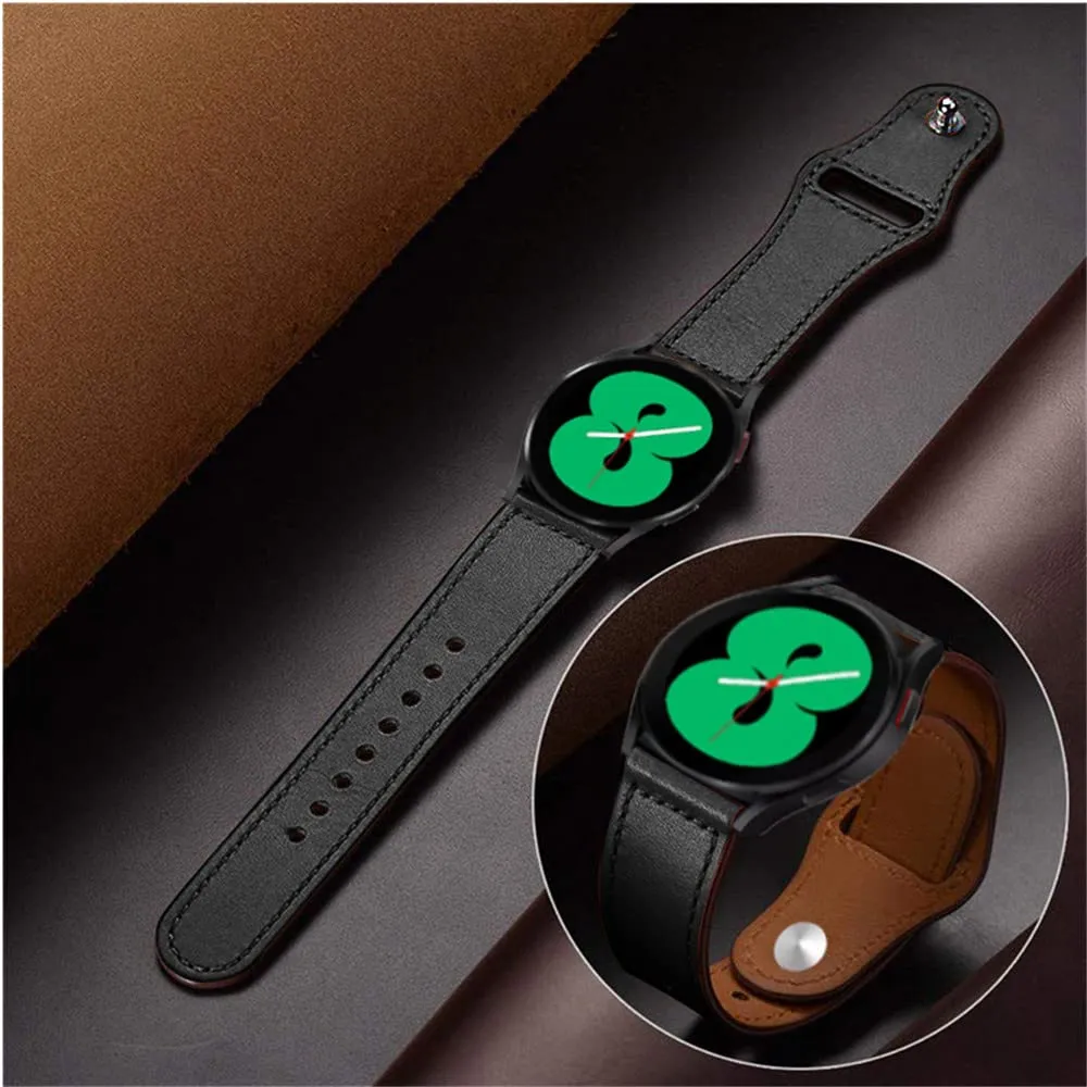 Samsung Galaxy Watch 4 40mm 44mm/Classic/Active 2 40mm 44mm/Galaxy Watch 3 41mm | Leather Wristband Strap | Black