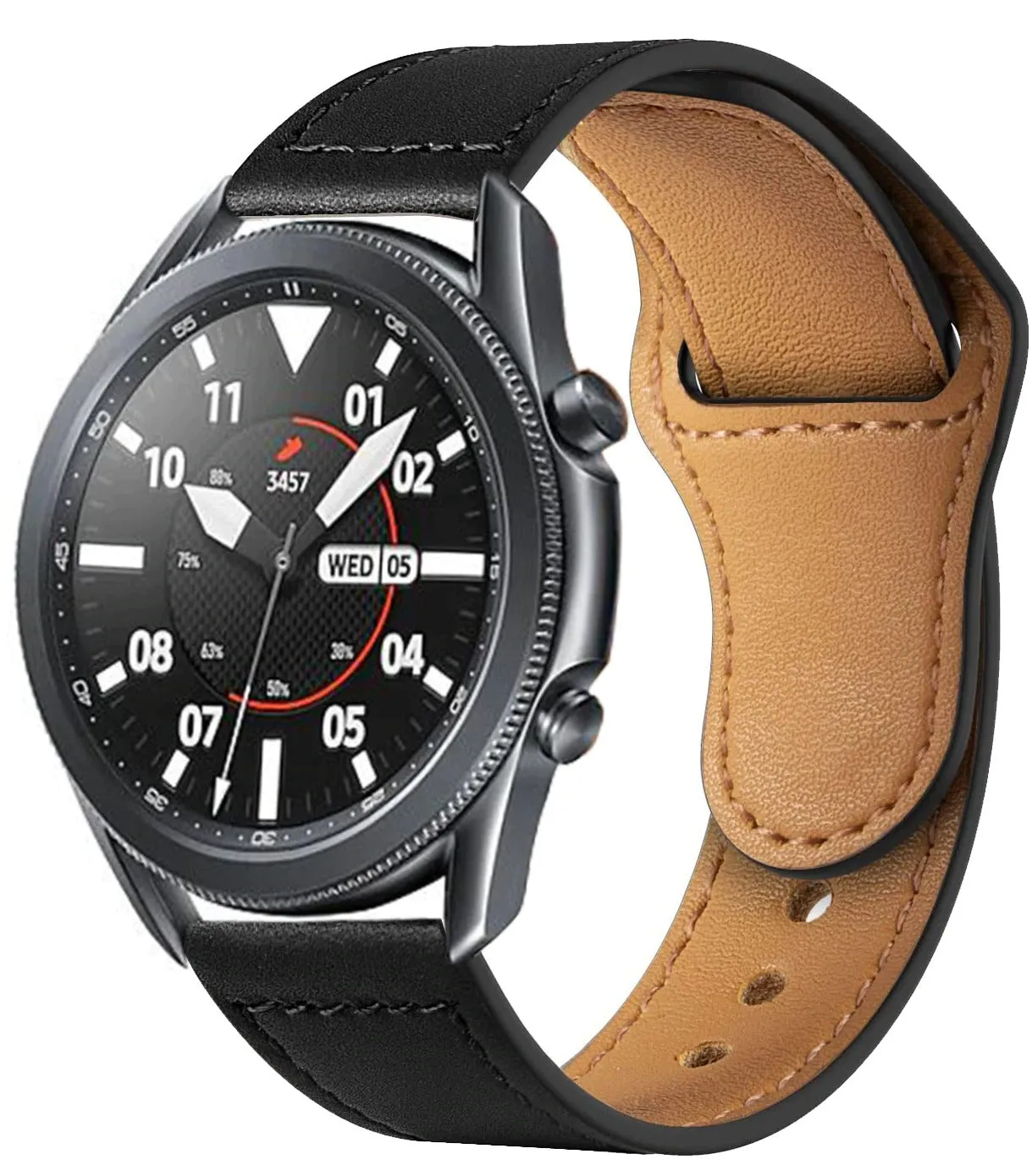 Samsung Galaxy Watch 4 40mm 44mm/Classic/Active 2 40mm 44mm/Galaxy Watch 3 41mm | Leather Wristband Strap | Black