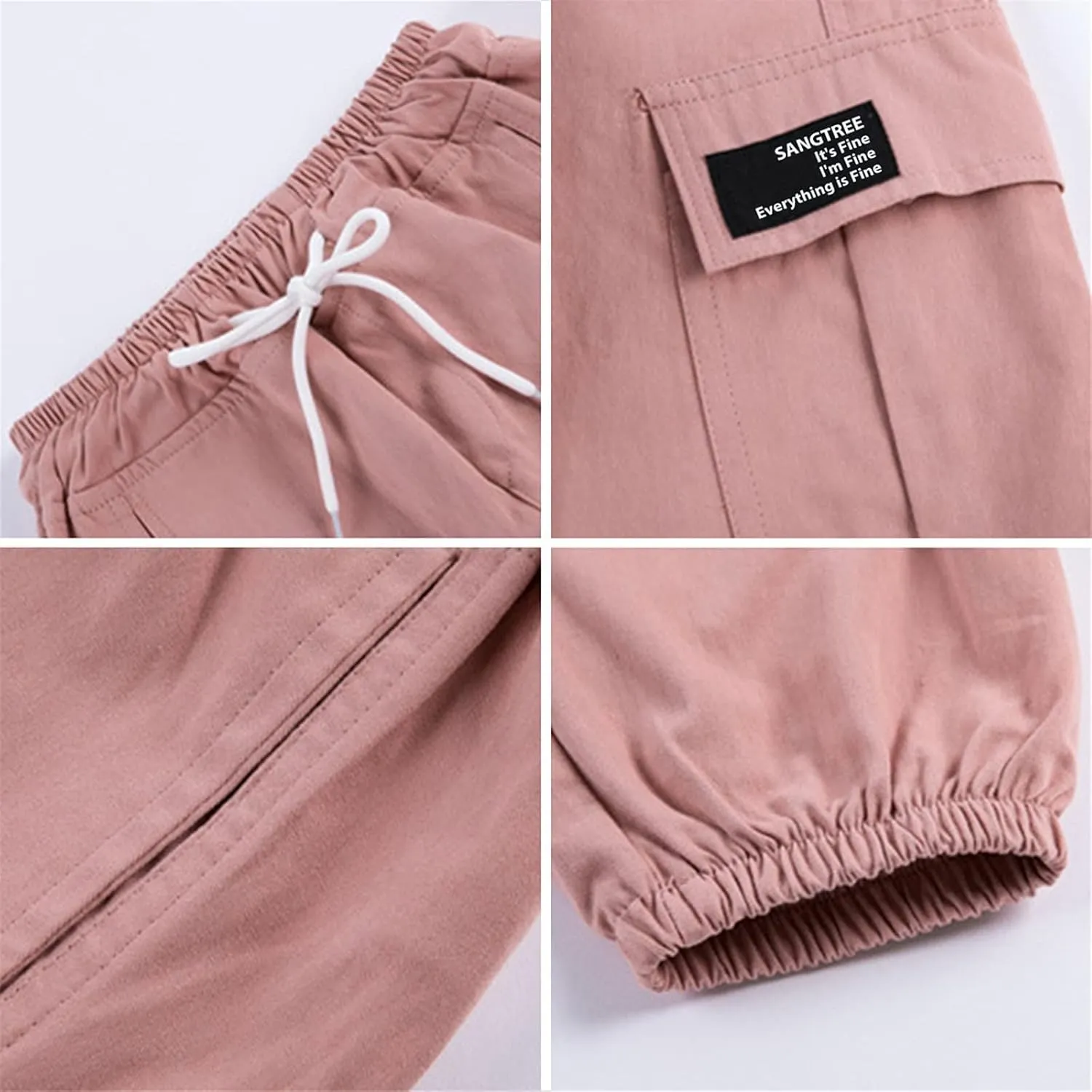 SANGTREE Girls & Womens Drawstring Cargo Jogger Pants,3 Years - Women 3XL