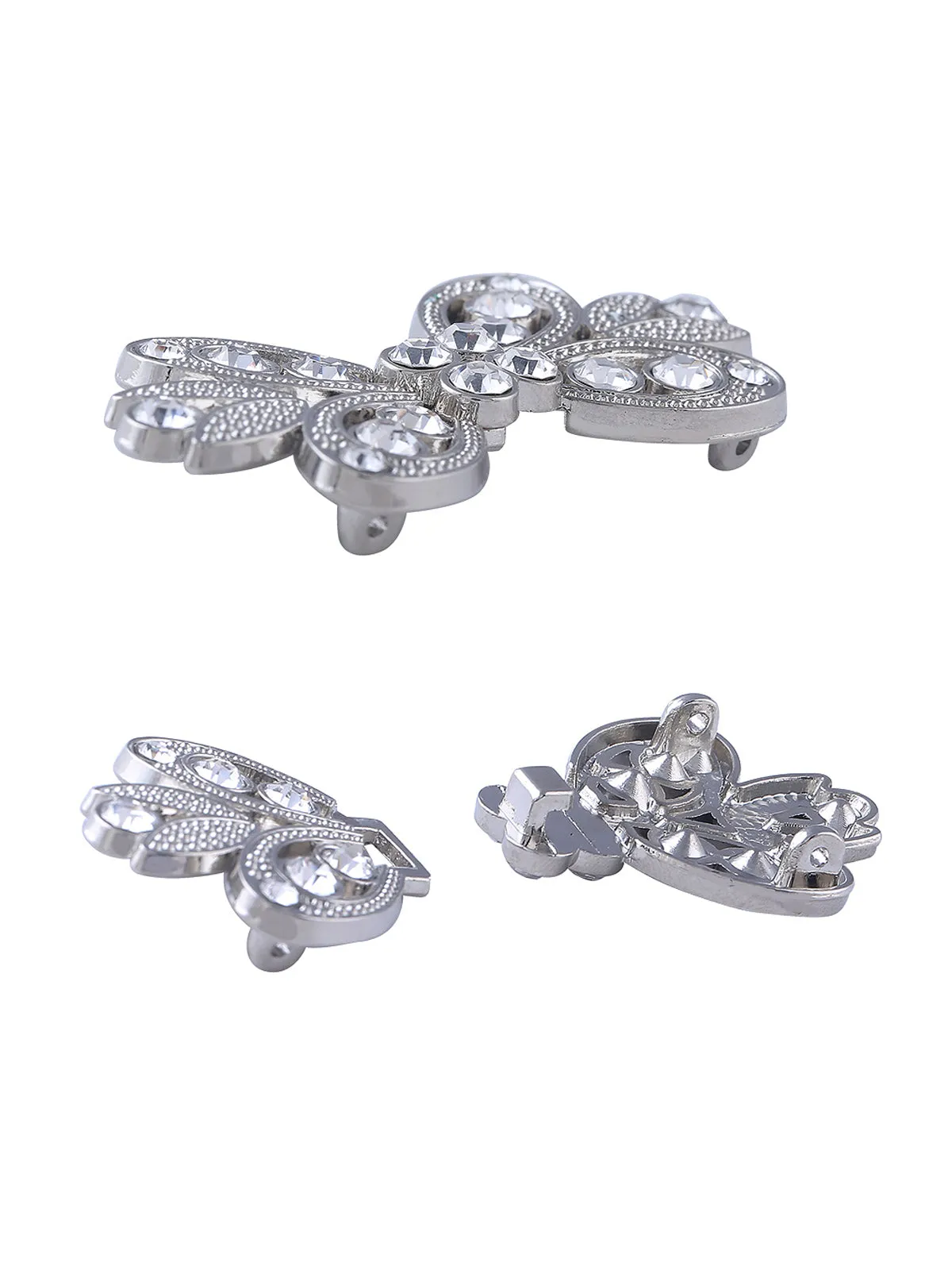 Shiny Silver Crystal Closure Clasp Buckle