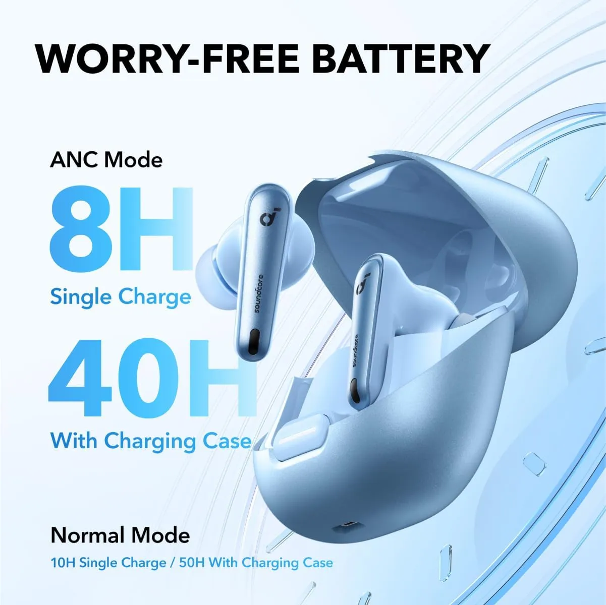 soundcore by Anker Liberty 4 NC Wireless Noise Cancelling Earbuds, 98.5% Noise Reduction, Adaptive Noise Cancelling to Ears and Environment, Hi-Res Sound, 50H Battery, Wireless Charging, Bluetooth 5.3