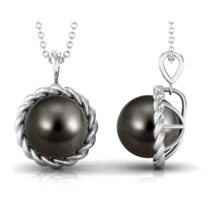 Tahitian Pearl Solitaire Pendant in Twisted Rope Frame