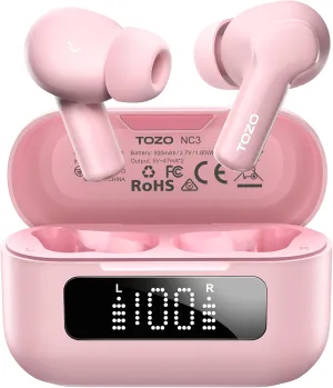 TOZO Hybrid Active Noise Cancelling Wireless Earbuds with 6 Mics AI Clear Call Ear Buds 55H Playtime with LED Display 32 Preset EQs via APP Bluetooth 5.3 IPX8 Waterproof in Ear Headphones