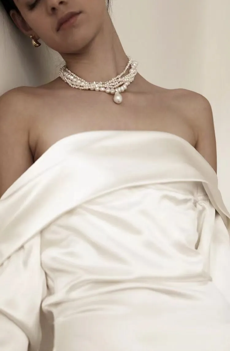 Vintage French Natural Pearl Baroque Multi-layer Necklace