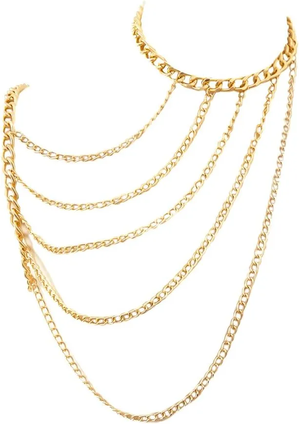 WeeH Shoulder Necklace Chain Body Jewelry Layered Shoulder Jewelry Accessory at Party Beach Summer Holidays Halloween Costume