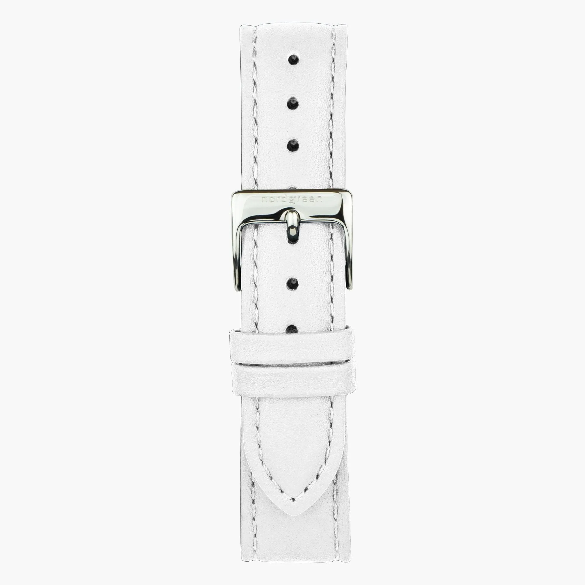White Leather Watch Strap - Silver - 36mm