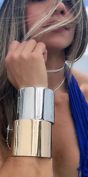 Wide Solid Metal Cuff Bracelet
